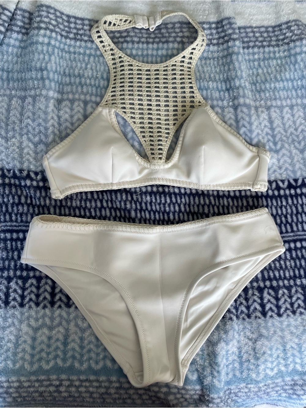 Victorias Secret Crochet neoprene archive High-Neck Cream Women’s Bikini Set M